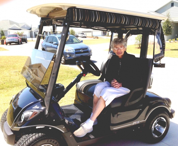 Jo checking out the new golf cart